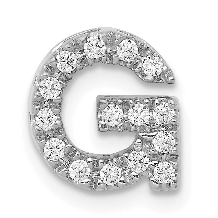 14K  White Gold Diamond Letter G Initial Charm-PM5221G-016-WA