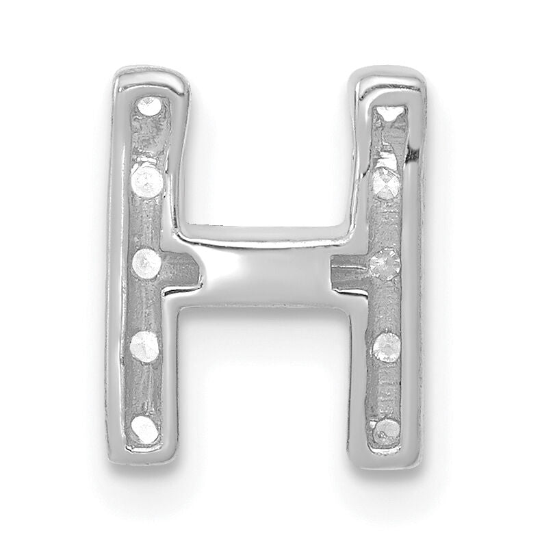 14K  White Gold Diamond Letter H Initial Charm-PM5221H-013-WA