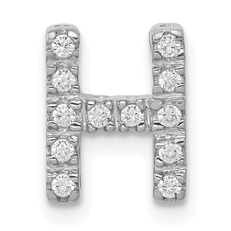 14K  White Gold Diamond Letter H Initial Charm-PM5221H-013-WA