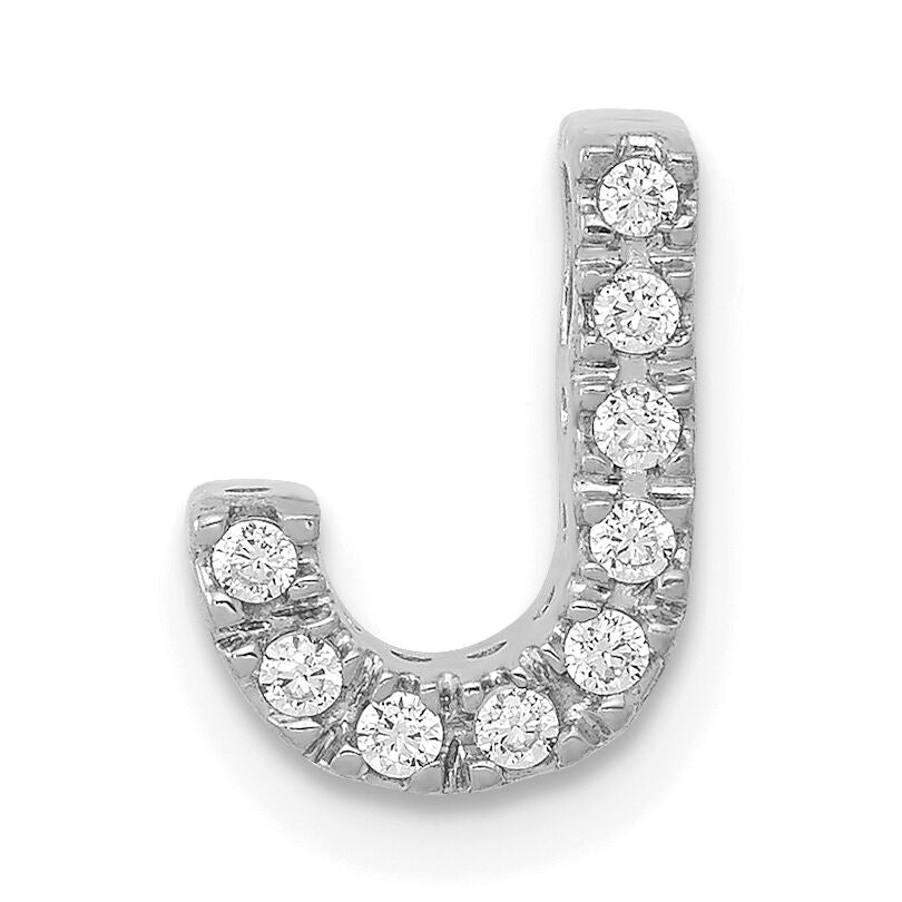 14K  White Gold Diamond Letter J Initial Charm-PM5221J-010-WA