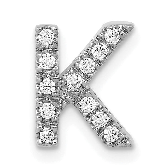14K  White Gold Diamond Letter K  Initial Charm-PM5221K-013-WA