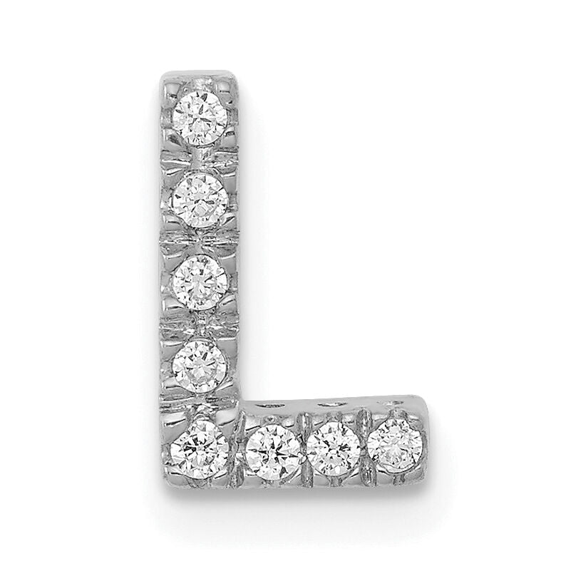 14K  White Gold Diamond Letter L Initial Charm-PM5221L-008-WA