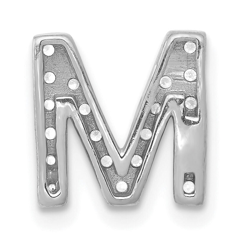14K  White Gold Diamond Letter M Initial Charm-PM5221M-016-WA