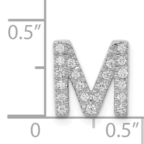 14K  White Gold Diamond Letter M Initial Charm-PM5221M-016-WA