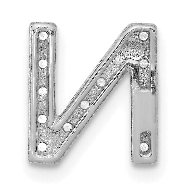 14K  White Gold Diamond Letter N Initial Charm-PM5221N-013-WA