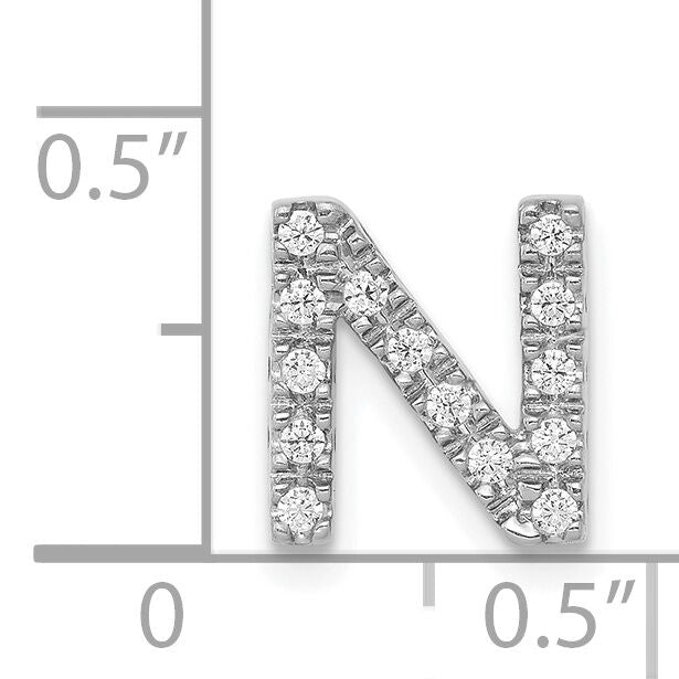 14K  White Gold Diamond Letter N Initial Charm-PM5221N-013-WA