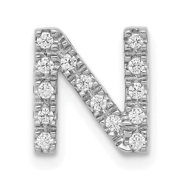 14K  White Gold Diamond Letter N Initial Charm-PM5221N-013-WA