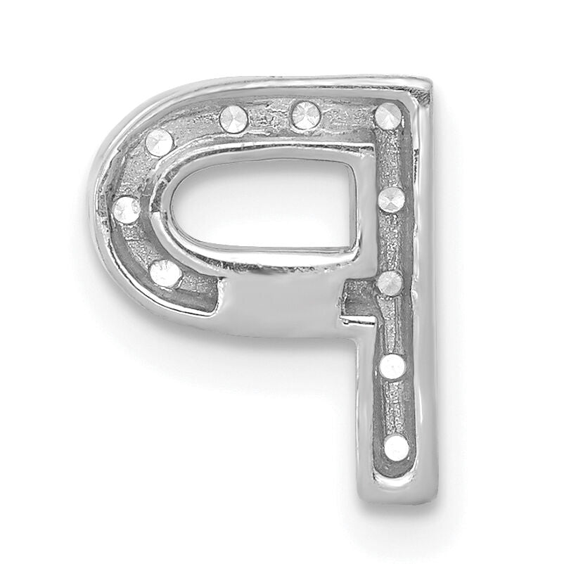14K  White Gold Diamond Letter P Initial Charm-PM5221P-013-WA