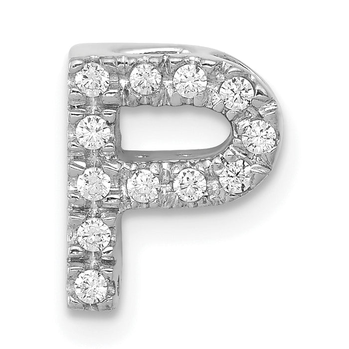 14K  White Gold Diamond Letter P Initial Charm-PM5221P-013-WA