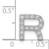 14K  White Gold Diamond Letter R Initial Charm-PM5221R-016-WA