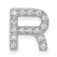 14K  White Gold Diamond Letter R Initial Charm-PM5221R-016-WA