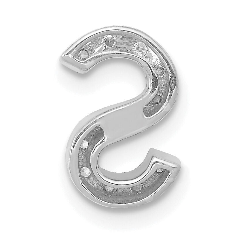 14K  White Gold Diamond Letter S Initial Charm-PM5221S-013-WA