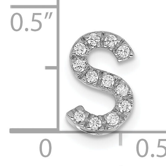 14K  White Gold Diamond Letter S Initial Charm-PM5221S-013-WA