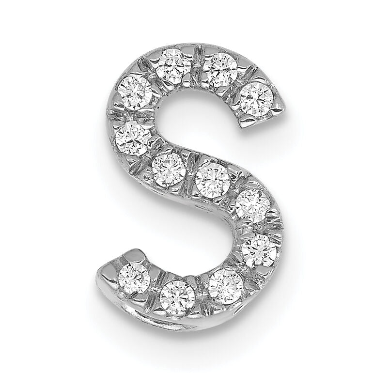14K  White Gold Diamond Letter S Initial Charm-PM5221S-013-WA