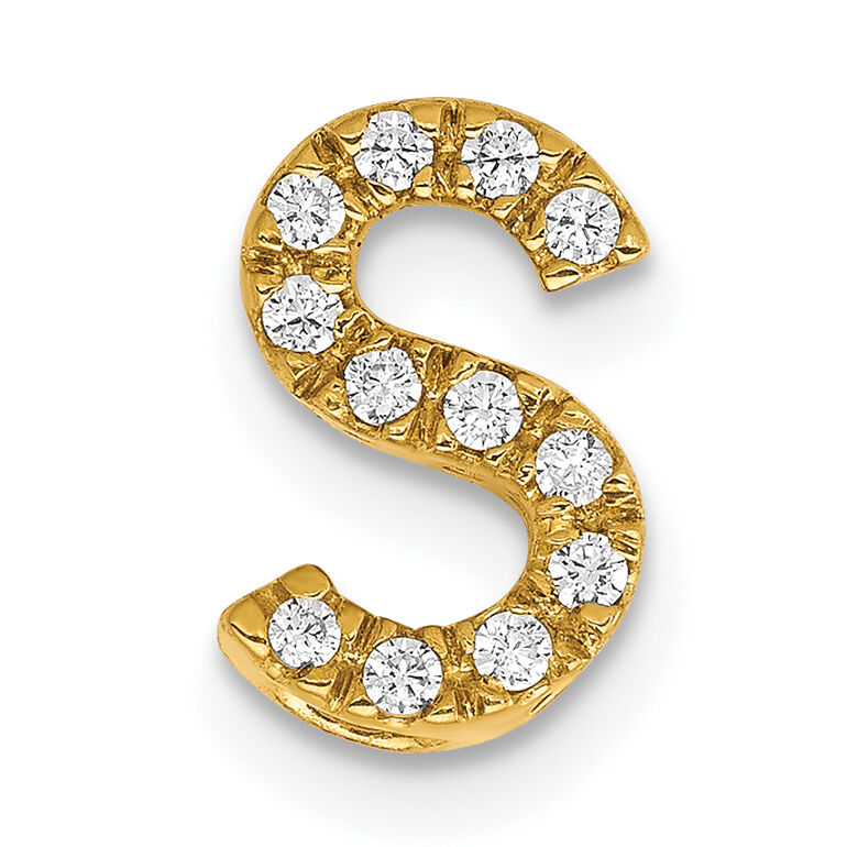 14K  Diamond Letter S Initial Charm-PM5221S-013-YA