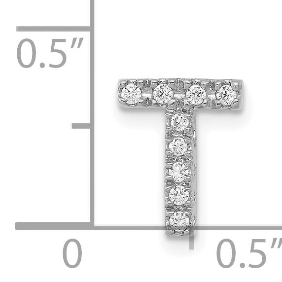 14K  White Gold Diamond Letter T Initial Charm-PM5221T-010-WA