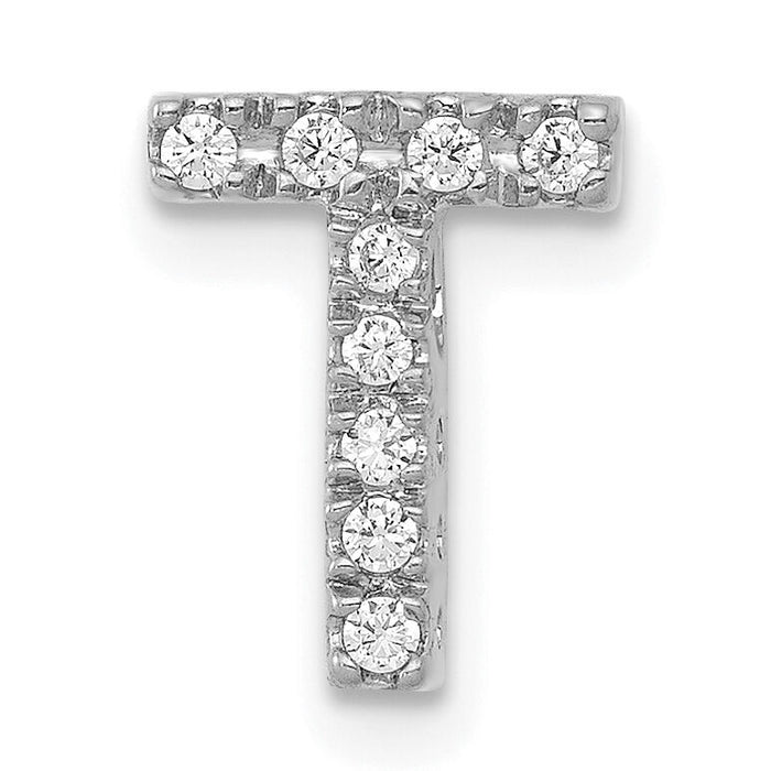 14K  White Gold Diamond Letter T Initial Charm-PM5221T-010-WA