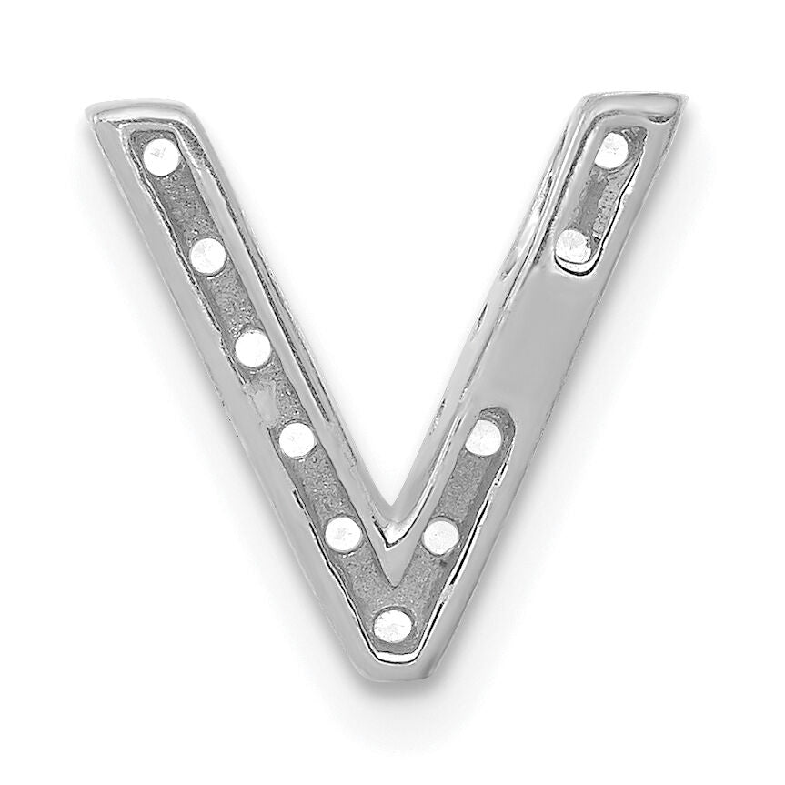 14K  White Gold Diamond Letter V Initial Charm-PM5221V-010-WA
