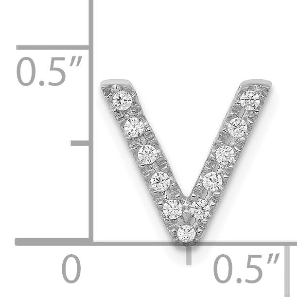 14K  White Gold Diamond Letter V Initial Charm-PM5221V-010-WA