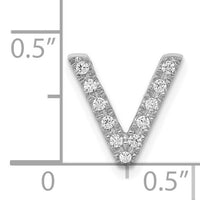 14K  White Gold Diamond Letter V Initial Charm-PM5221V-010-WA