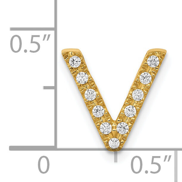 14K  Diamond Letter V Initial Charm-PM5221V-010-YA