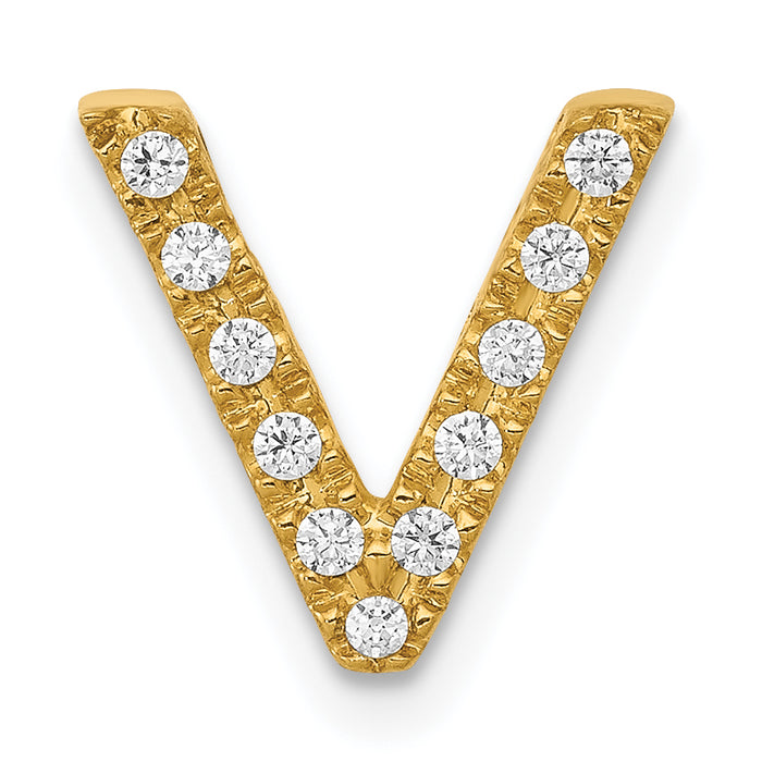 14K  Diamond Letter V Initial Charm-PM5221V-010-YA