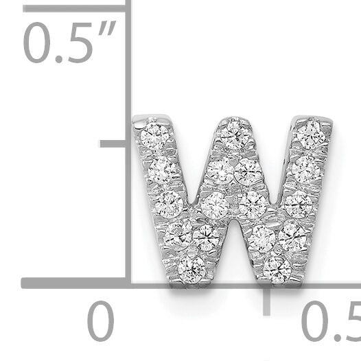 14K  White Gold Diamond Letter W Initial Charm-PM5221W-016-WA