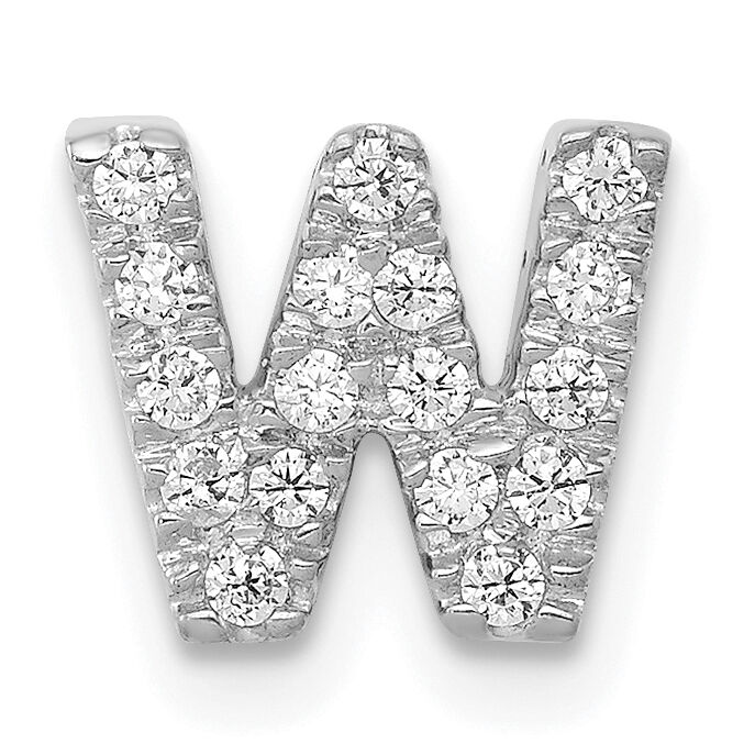 14K  White Gold Diamond Letter W Initial Charm-PM5221W-016-WA