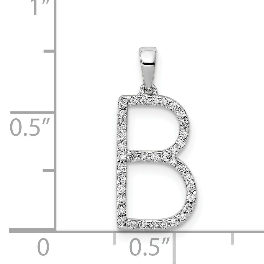 14K White Gold Diamond Letter B Initial Pendant-PM5222B-013-WA