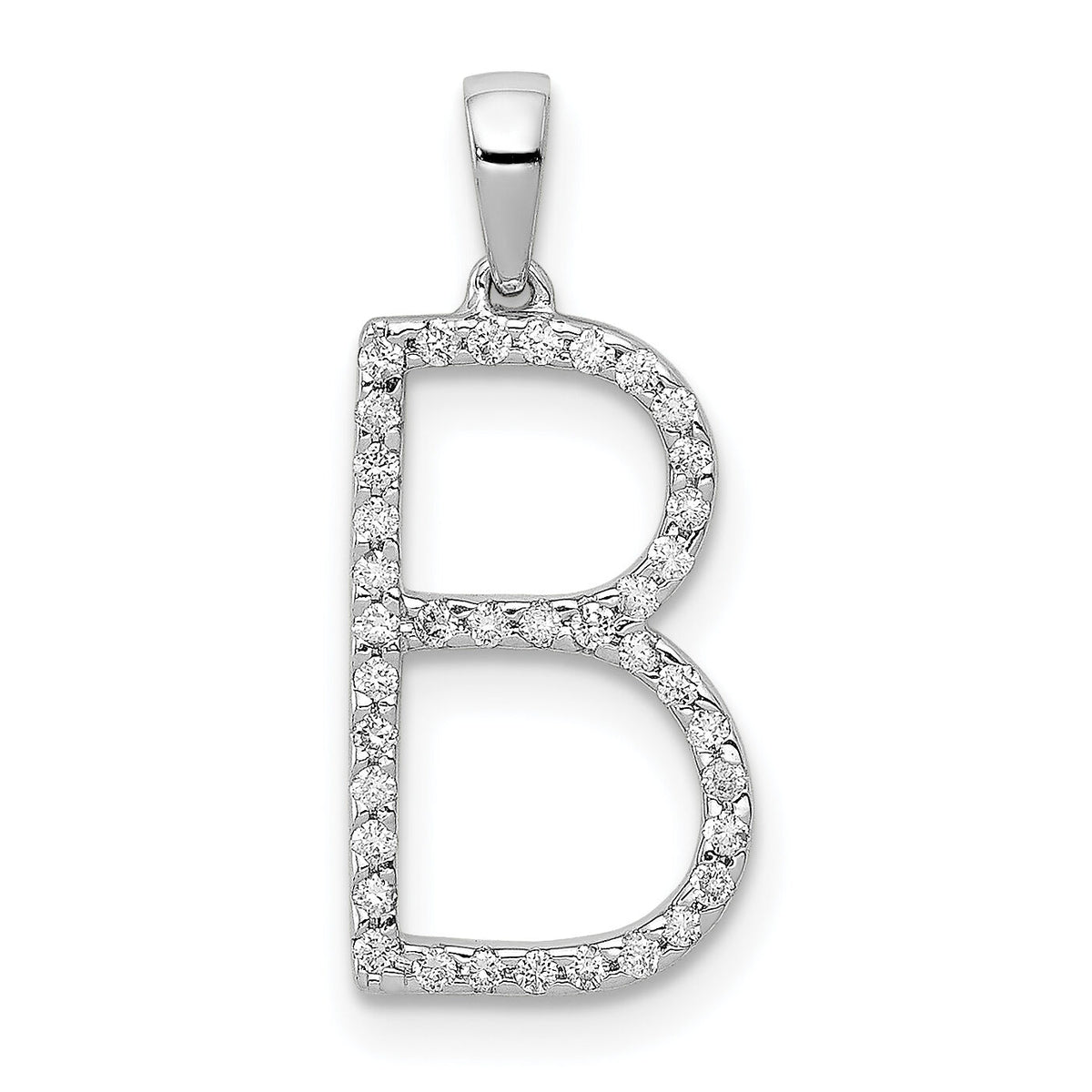 14K White Gold Diamond Letter B Initial Pendant-PM5222B-013-WA