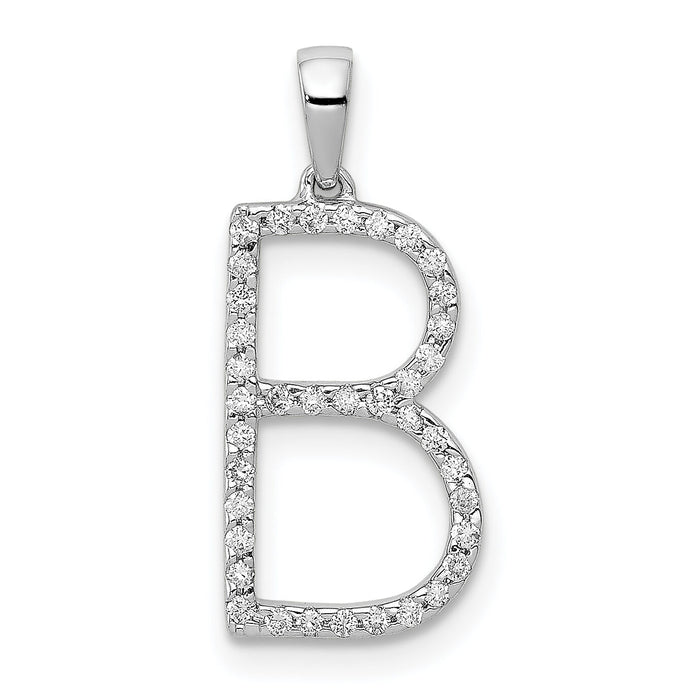 14K White Gold Diamond Letter B Initial Pendant-PM5222B-013-WA