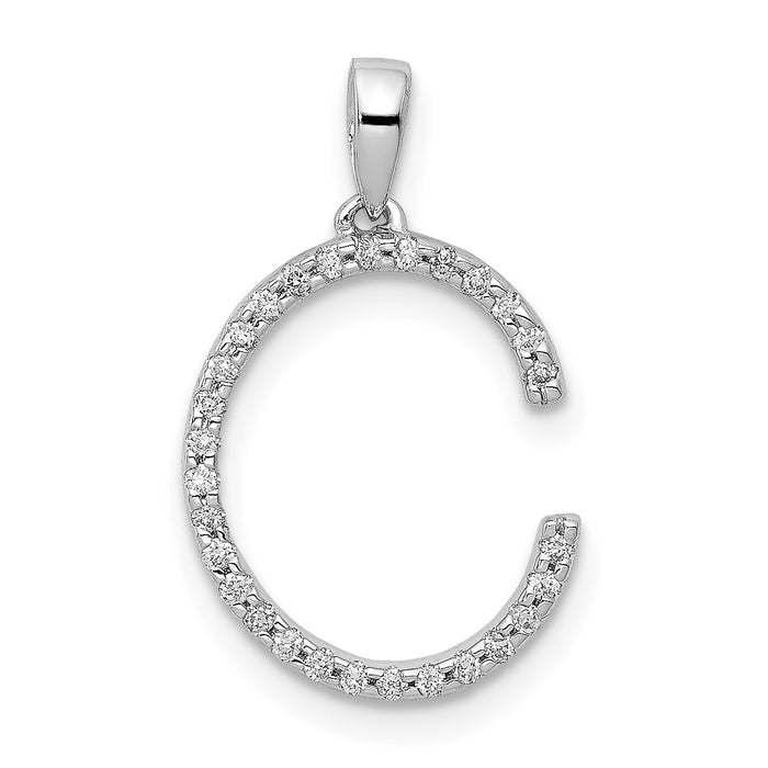 14K White Gold Diamond Letter C Initial Pendant-PM5222C-010-WA