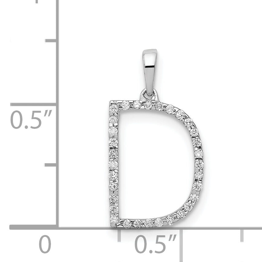 14K White Gold Diamond Letter D Initial Pendant-PM5222D-010-WA