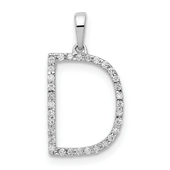 14K White Gold Diamond Letter D Initial Pendant-PM5222D-010-WA