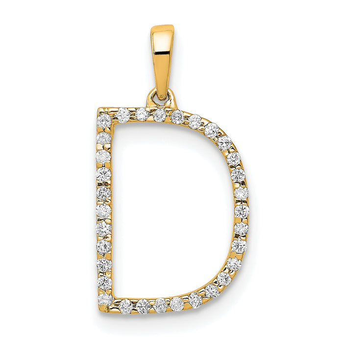 14K Diamond Letter D Initial Pendant-PM5222D-010-YA