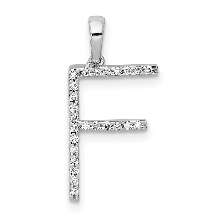 14K White Gold Diamond Letter F Initial Pendant-PM5222F-013-WA