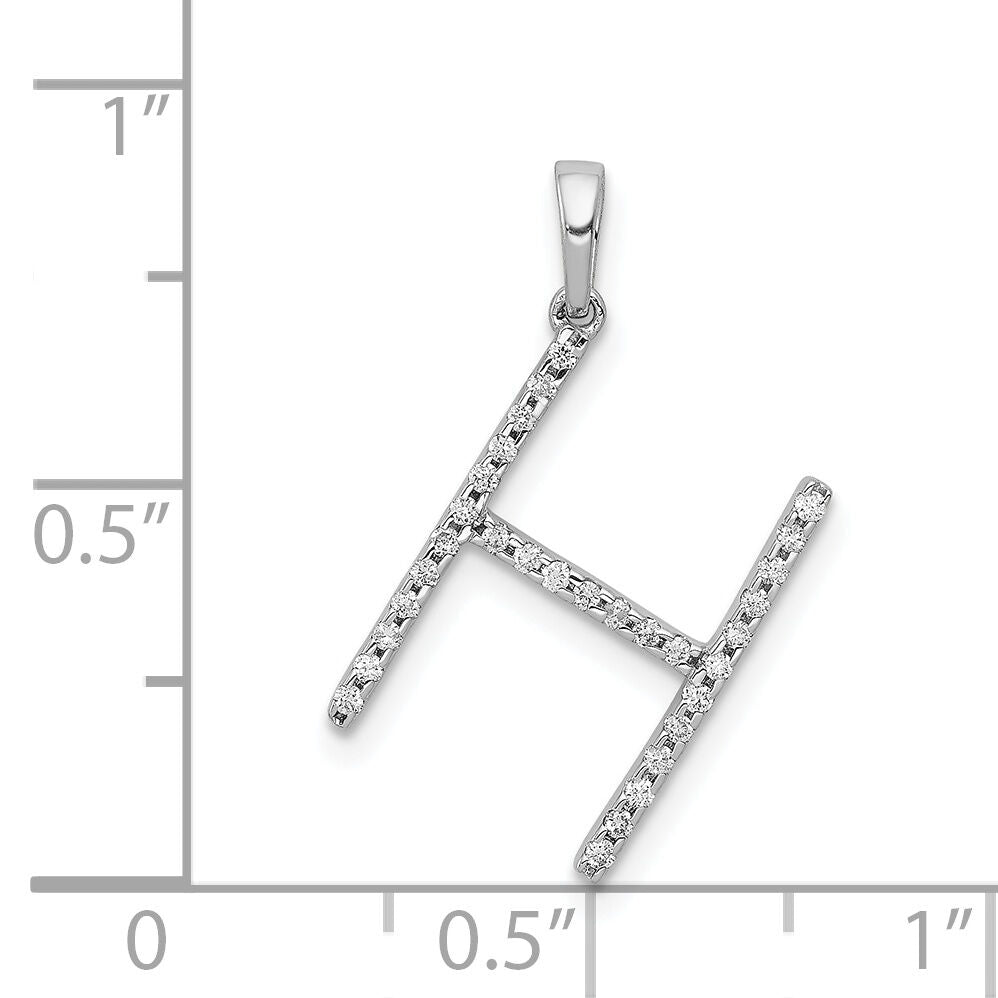 14K White Gold Diamond Letter H Initial Pendant-PM5222H-010-WA