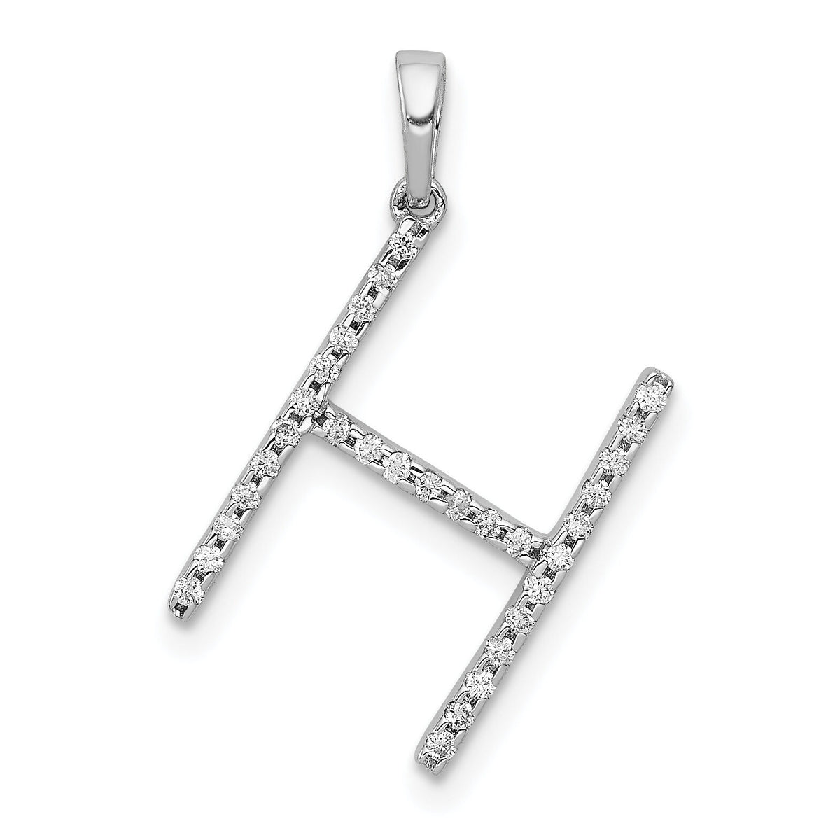 14K White Gold Diamond Letter H Initial Pendant-PM5222H-010-WA