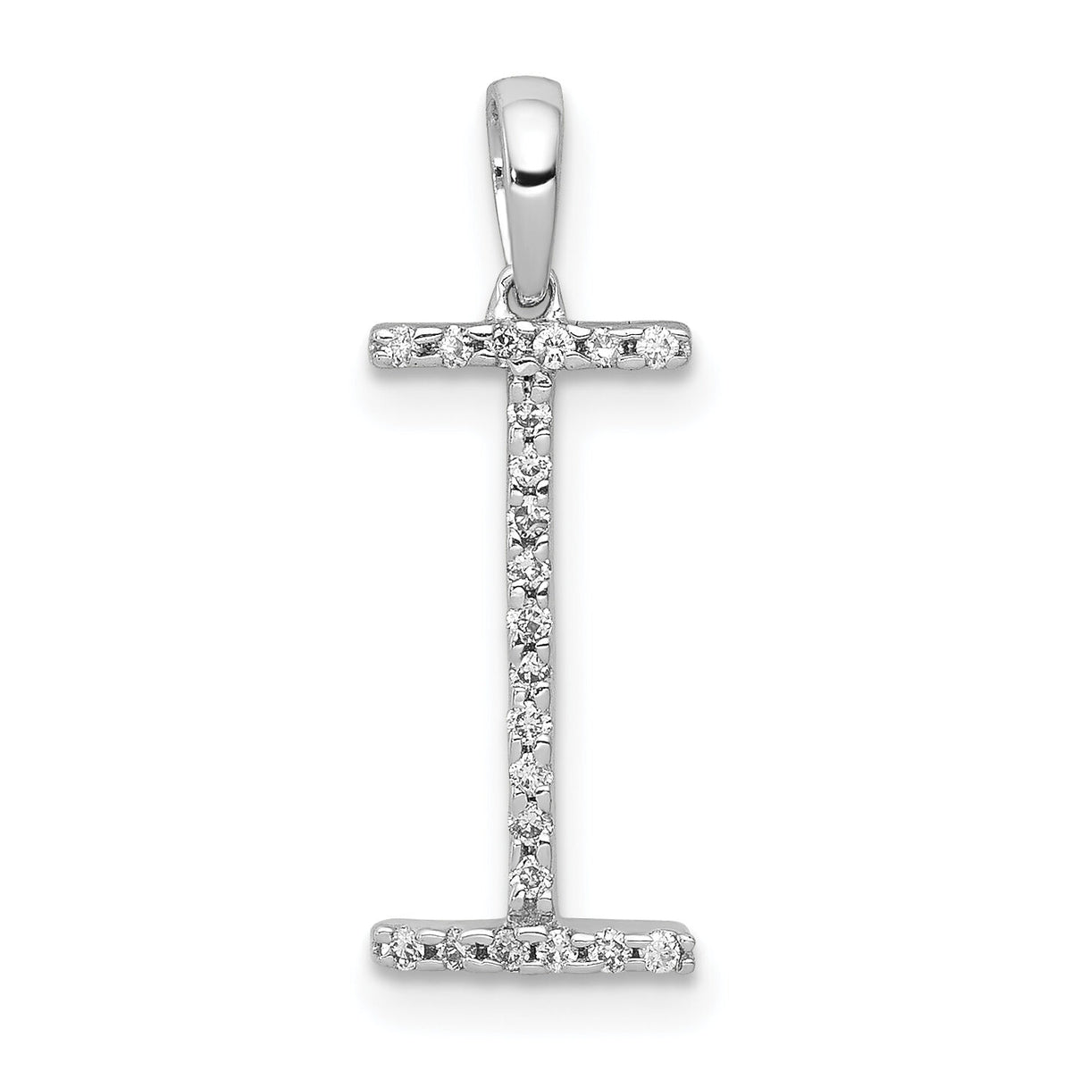 14K White Gold Diamond Letter I Initial Pendant-PM5222I-010-WA