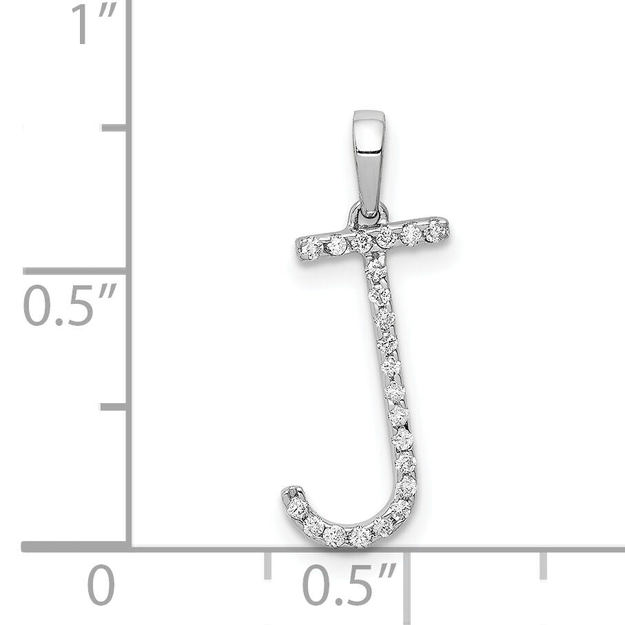 14K White Gold Diamond Letter J Initial Pendant-PM5222J-010-WA