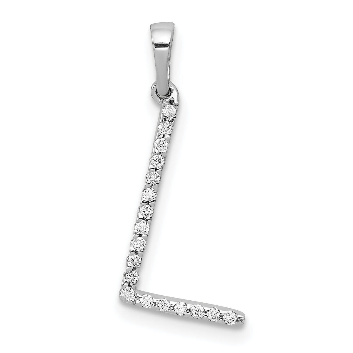 14K White Gold Diamond Letter L Initial Pendant-PM5222L-006-WA