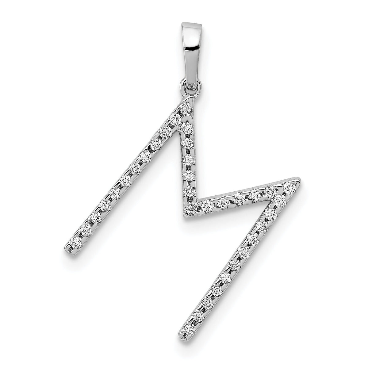 14K White Gold Diamond Letter M Initial Pendant-PM5222M-010-WA