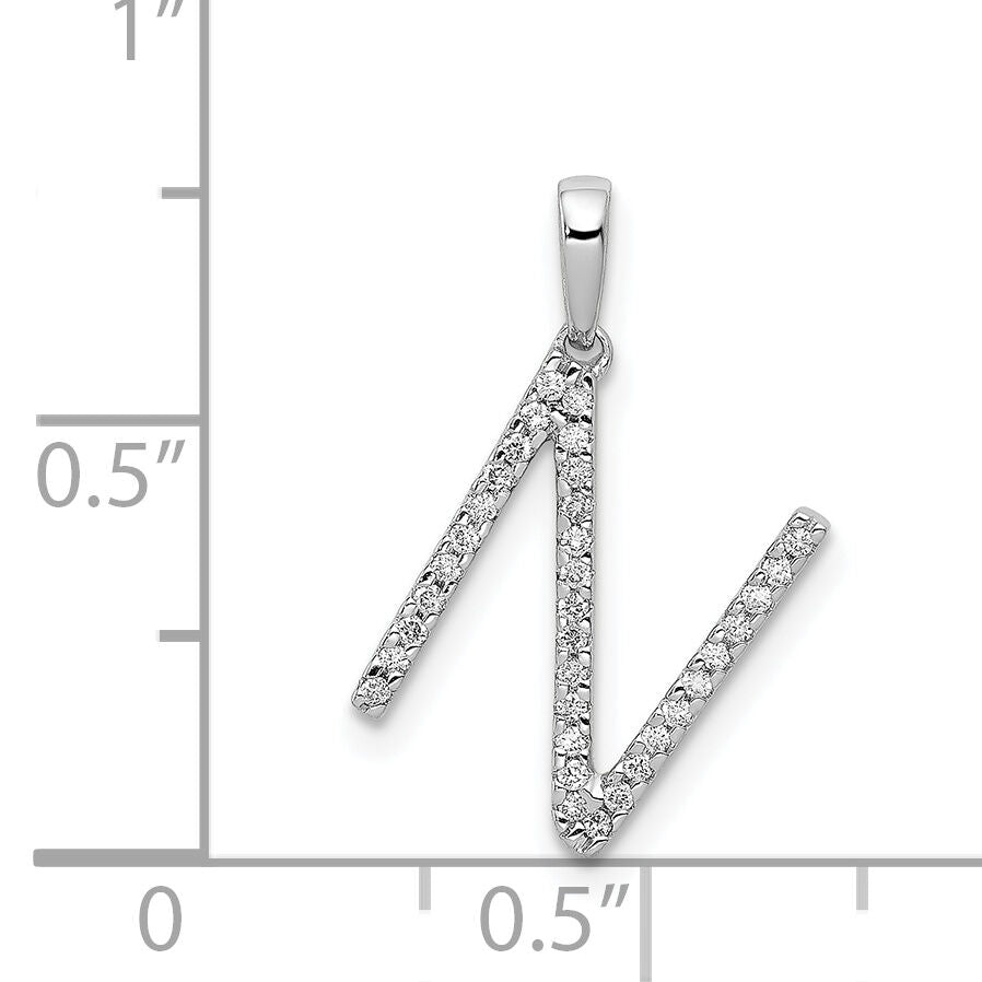 14K White Gold Diamond Letter N Initial Pendant-PM5222N-010-WA