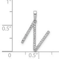 14K White Gold Diamond Letter N Initial Pendant-PM5222N-010-WA