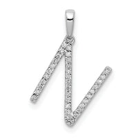 14K White Gold Diamond Letter N Initial Pendant-PM5222N-010-WA