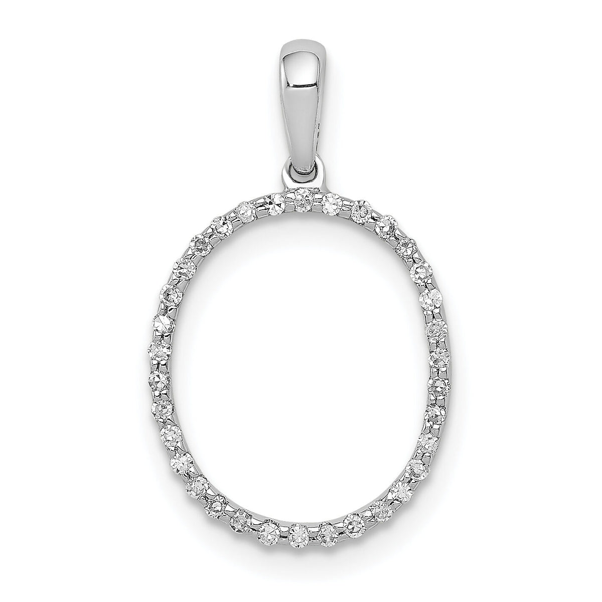 14K White Gold Diamond Letter O Initial Pendant-PM5222O-010-WA