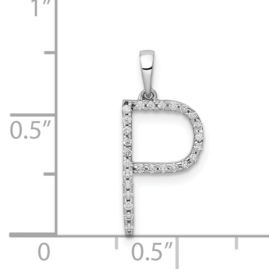 14K White Gold Diamond Letter P Initial Pendant-PM5222P-010-WA