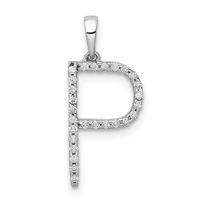 14K White Gold Diamond Letter P Initial Pendant-PM5222P-010-WA