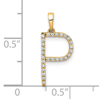 14K Diamond Letter P Initial Pendant-PM5222P-010-YA