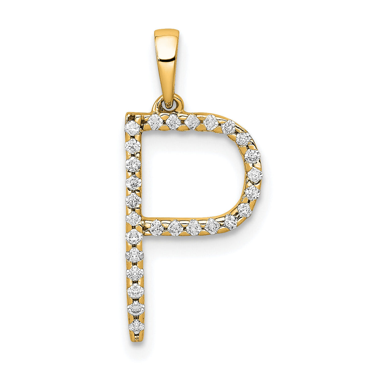 14K Diamond Letter P Initial Pendant-PM5222P-010-YA